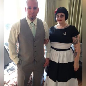 Pinup couture black and white dress